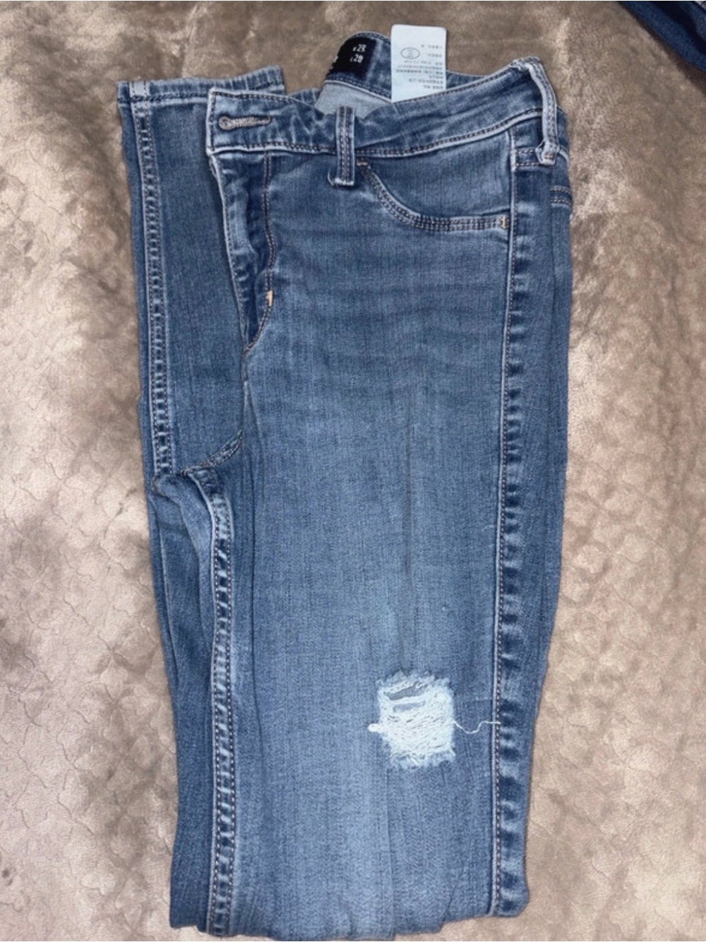 Hollister Women's Skinny Jeans in Mid Blue Wash